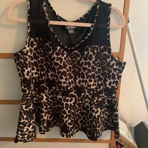 Dots Leopard Print Peplum Top Sz XL